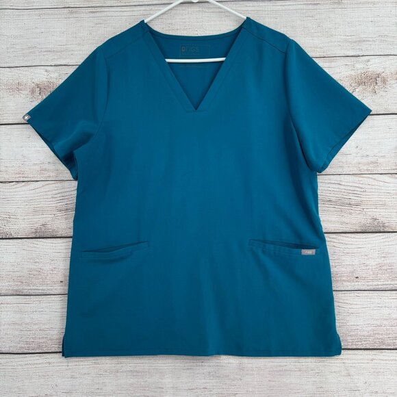 Figs‎ Casma Three Pocket Scrub Top Women's Size XL Pacific Blue - Picture 1 of 11
